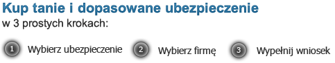 Kup Tanie i Dopasowane Ubezpieczenie w 3 prostych krokach: 1. wybierz ubezpieczenie 2. wybierz firmę 3. wypełnij wniosek